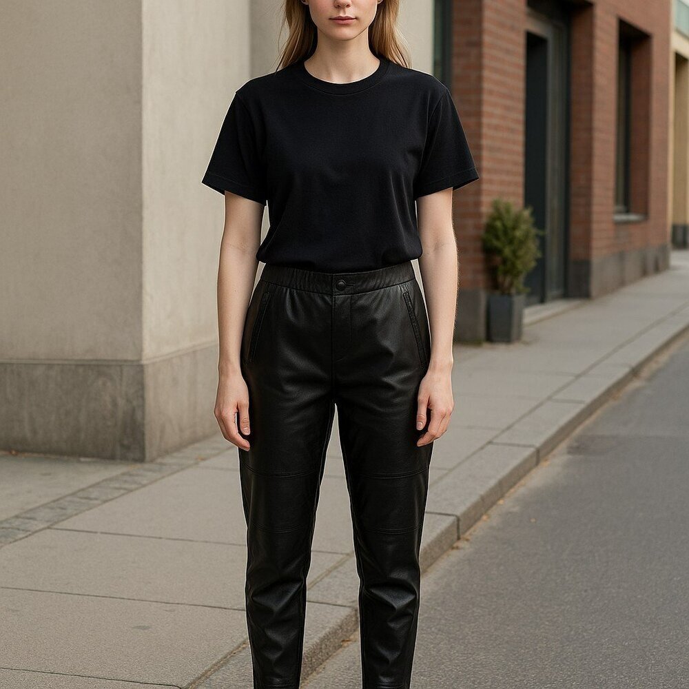 Cato Medium Black Faux Vegan Leather Pockets Ankle Zip Skinny Pants Size M